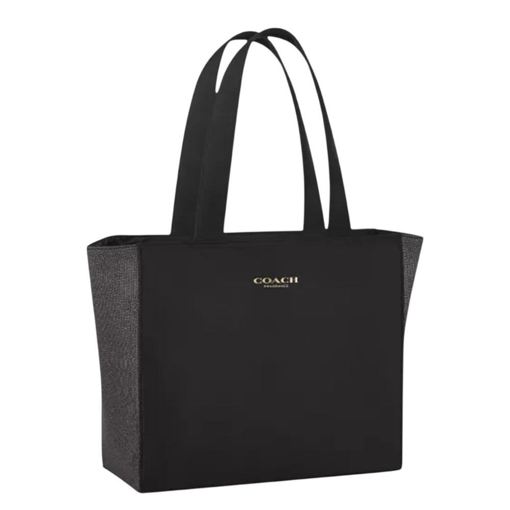 Coach Fragrance Black & Gold Sparkle Satin Lined Tote Shoulder Bag NWT